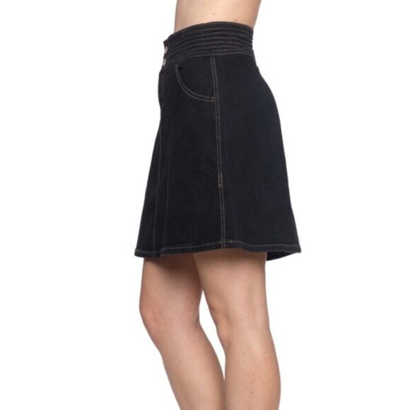 NWT BE-GIRL Stretch Denim A-Line Mini Skirt in Black SIZE XL - Picture 3 of 7